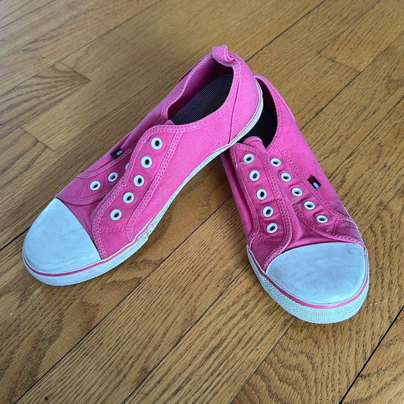 Tommy Hilfiger Pink Laceless Sneakers Size 5 - Picture 1 of 9